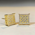 Square Clear CZ Micro Pave Stud Earrings Two Metal Tones view 2