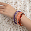Six Color Small Smooth Acrylic Round Bangle Bracelets view 2