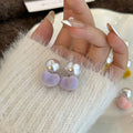 Four Color Velvet Heart Pearl Look Front Back Earrings view 4