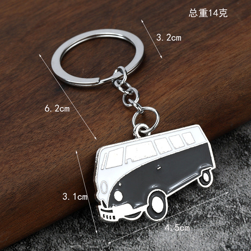 Mini Cartoon Bus Zinc Alloy Keychain for Kids and Gifts