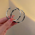 Black and White Wrapped Hoop Earrings in Four Shapes and Sizes view 1