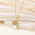 Gold Tone Floral Enamel Mushroom Pendant Necklaces in Six Colors view 6