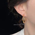 Smooth Open C-Hoop Stud Earrings Gold Silver Styles view 2