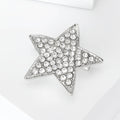Silver Rhinestone Star Brooch Full Pave Five Point Pin view 2