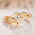 Gold Tone Rhombus Cluster Split Shank Ring Clear Stones Metal view 2
