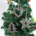 Silver Filigree Rhinestone Star Heart Tree Ornaments view 1