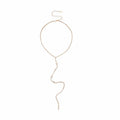 Crystal Y Drop Necklace With Polished Metal Tone Details view 5