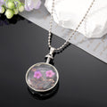 Silver Tone Pressed Flower Heart and Round Pendant Necklaces view 5