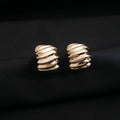 Gold and Silver Ribbed Multi Band Chunky C Hoop Earrings view 2