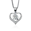 Silver Open Heart Pendant Necklace Dangling Clear Stone view 3