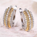 Multi-Rail Rope-Texture Hoop Earrings In Gold And Silver Tones view 1
