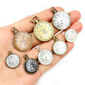 Vintage Clock Face Round Charms in Mixed Metal Finishes view 2