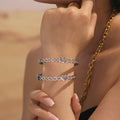 Geometric Link Heart Clasp Bangles Gold And Steel Tone view 4