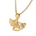 Gold Ginkgo Leaf Pendant Necklace With Zircon Accent view 5