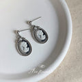 Silver-Tone Oval Cameo Lady Portrait Drop Earrings view 6