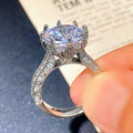 Oversized Round Clear Solitaire High-Set Multi-Rail Ring In Silver Tone view 4