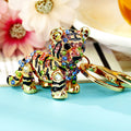 Standing Jeweled Tiger Keychain with Gold Tone Ring and Clasp view 4