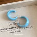Sky Blue Chunky C Shape Smooth Glossy Stud Earrings view 4