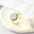 Gold Tone Round Druzy Style Adjustable Open Rings in Three Colors view 5