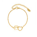 Gold Cat Paw And Heart Interlock Chain Bracelet Band view 5