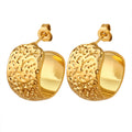 Embossed Hammered Texture C-Hoop Stud Earrings Pair view 5