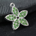 Pave Rhinestone Five Petal Flower Charm Pendant Silver And Gold Tone view 2