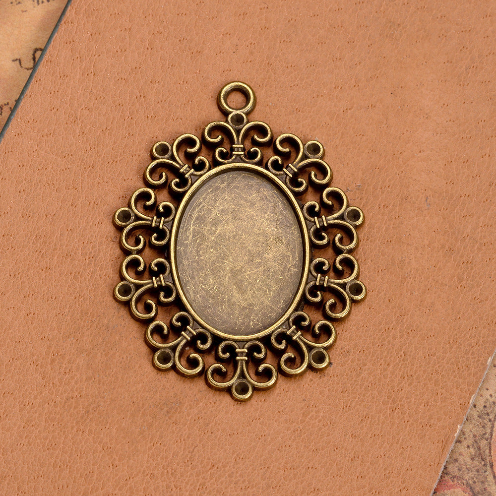 Vintage Alloy 25x18mm Cabochon Tray Pendant for DIY Keychain