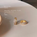 Gold Tone Double Row Clear Stone Huggie Hoop Earrings For Women view 6