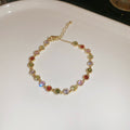 Gold Tone Bracelet With Red Green Pink And Clear Round Crystals view 6