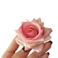 Red Fabric Rose Alligator Hair Clip With Green Leaf Accents view 5