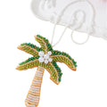 Green Beaded Palm Tree Charm Pendant With Pearl Coconuts view 5