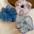Sheer Mesh Polka Dot Gingham Oversized Scrunchie Trio view 4