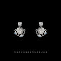 Silver Tone Square Stone Top White Shell Fan Drop Earrings view 3