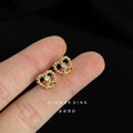 Gold Tone Braided Open Heart Clear Stone Stud Earrings For Women view 4
