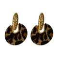 Leopard Print Disc and Crystal Oval Statement Earrings view 5