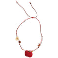 Red Apple and Coffee Fabric Pendant Cord Necklace Jewelry Accessory view 5