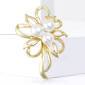 Openwork Flower Brooch with Pearl Cluster in Two Metal Tones view 2