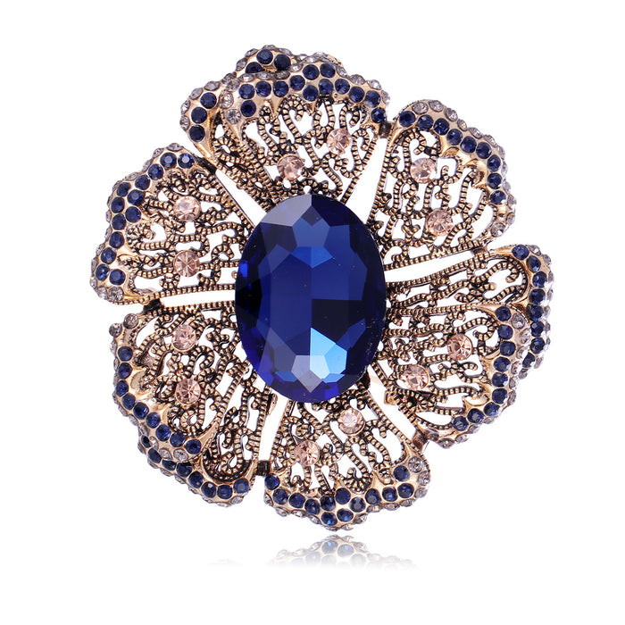 Flower Crystal Two Designs Metal Brooch Pin for Jackets and Lapels