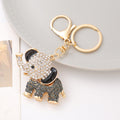 Rhinestone Elephant Keychain Gold Tone Animal Charm view 3
