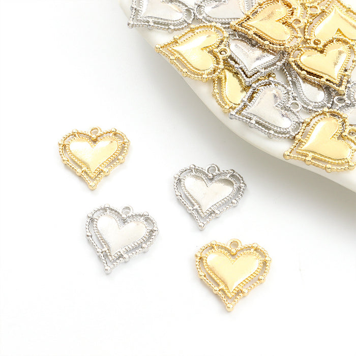 Open Heart Alloy Charm Pendants in Gold and Silver Tones