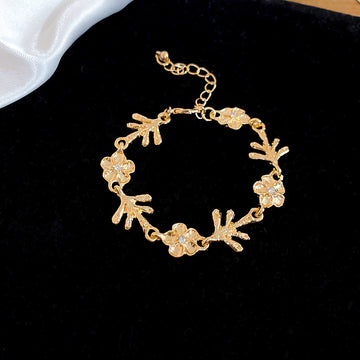 Branch Leaf Crystal Flower Necklace Earrings Bracelet Pieces