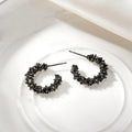 Irregular Crystal C-Shape Stud Hoop Earrings Four Colors view 8