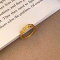 Gold Tone Chinese Coin Motif Open Adjustable Alloy Ring view 3