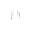Silver Crystal Look Bar and Teardrop Long Dangle Earrings view 5