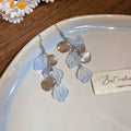 Blue and Silver Petal Sequin Hook Earrings with Reflective Details view 6
