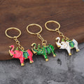 Colorful Elephant Metal Keychain With Gold-Tone Split Ring, 5 Styles view 1