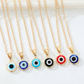 Colorful Round Evil Eye Pendant Necklaces in Ten Gold and Silver Tone Designs view 2