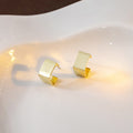 Gold and Silver Square Mini Open Hoop Stud Earrings view 6