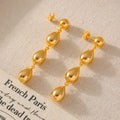 Gold And Steel Teardrop Dangle Earrings Three Drop Chain view 2