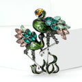 Flamingo Brooch with Colorful Crystals and Dark Silver Tone Frame view 4